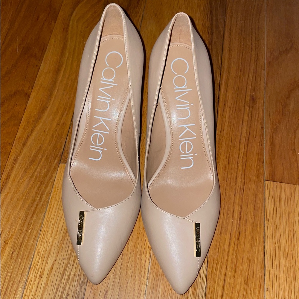 Anthropologie Calvin Klein Nude Heels. Gayle or Brady. ‎ Size 8.  Leather.